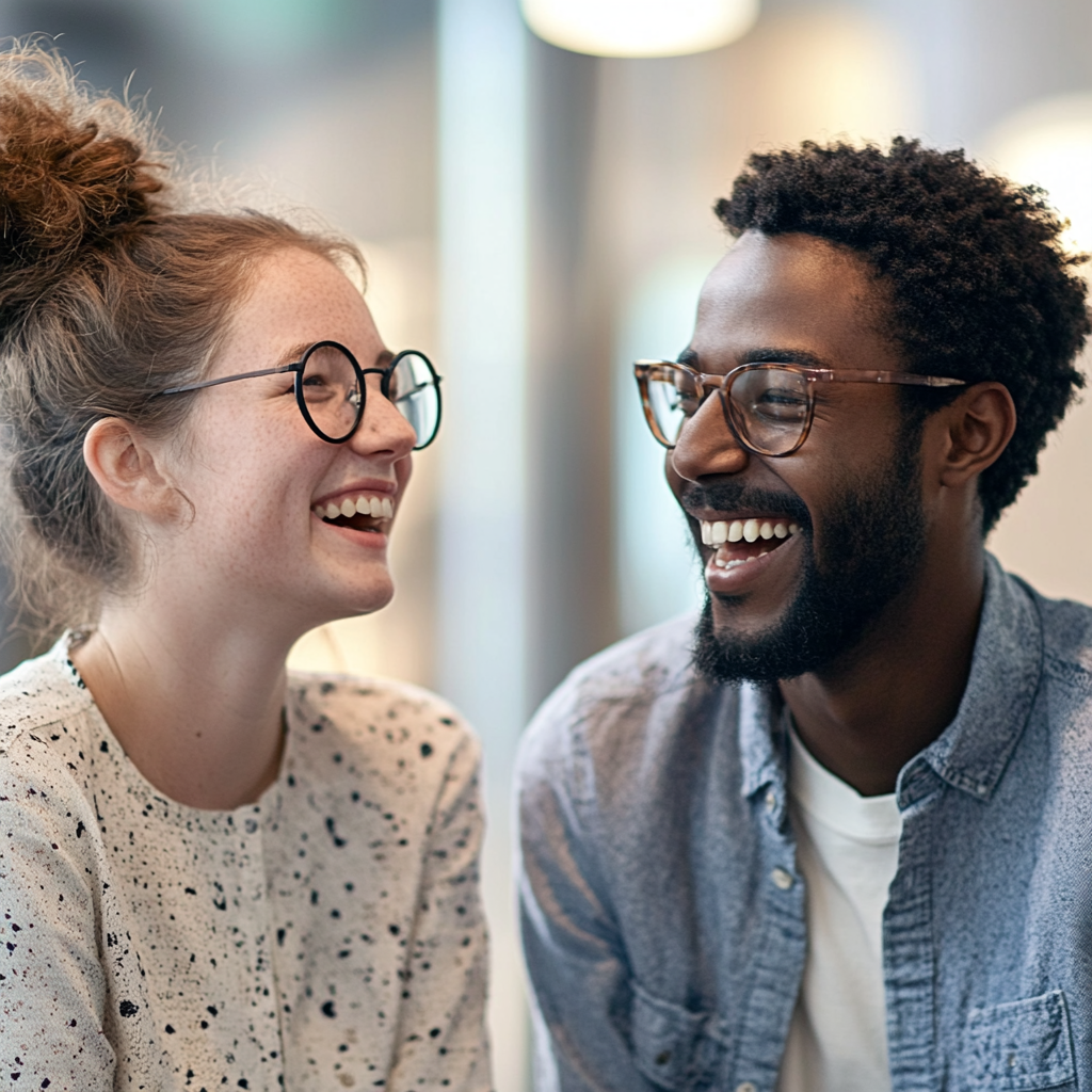 Colleagues sharing a moment of genuine connection